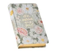 KJV Bible Compact Faux Leather, Gray Floral Printed Ps. 23:3