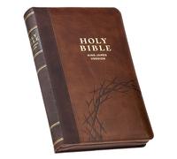 KJV Bible Deluxe Gift W/Zipper Faux Leather Amazing Grace, Brown Two-Tone Isa. 53:5