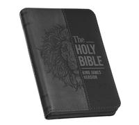 KJV Bible Pocket W/Zip Faux Leather, Black/Gray