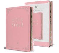 KJV Holy Bible, Giant Print Thinline Large format, Pink Premium Imitation Leathe r with Ribbon Marker, Red Letter, and Thumb Index: King James ... Large Format, Red Letter, and Thumb Index