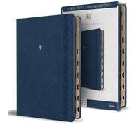 KJV Holy Bible, Large Print Handy Size Format, Blue Premium Imitation Leather with Ribbon Marker, Red Letter, Thumb Index