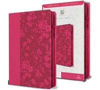 KJV Holy Bible, Large Print Handy Size, Fuchsia Premium Imitation Leather w/Ribbon Marker, Red Letter, Zipper
