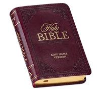 KJV Holy Bible, Mini Pocket Size, Faux Leather Red Letter Edition - Ribbon Marker, King James Version, Burgundy