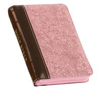 KJV Holy Bible, Mini Pocket Size, Faux Leather Red Letter Edition - Ribbon Marker, King James Version, Pink/Saddle Tan, Zipper Closure