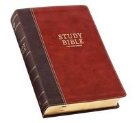KJV Study Bible, Large Print King James Version Holy Bible, Thumb Tabs, Ribbons, Vegan Leather, Brown Two-Tone