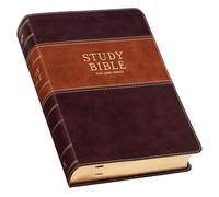 KJV Study Bible, Standard King James Version Holy Bible, Thumb Tabs, Ribbons, Vegan Leather, Brown Two-Tone