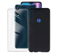 KJYF Funda para Alcatel 1S 2020 (6.22") + Protectores de Pantalla in Cristal Templado HD, Flexible Case Caso Cover Negro TPU Silicona para Alcatel 1S 2020 - Negro