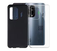 KJYF Funda para Black Shark 5 (6,67"), 2 Piezas Negro Premium Funda Anti Deslizamiento Cover Case Suave Silicona TPU Carcasa para Black Shark 5 - Negro & Transparente