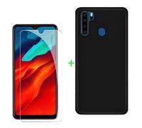 KJYF Funda para Blackview A80 Pro (6.49") + Protectores de Pantalla in Cristal Templado HD, Flexible Case Caso Cover Negro TPU Silicona para Blackview A80 Pro - Negro
