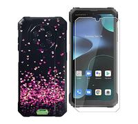 KJYF Funda para Blackview BV8800 (6.58") funda, 1 unidad de película de vidrio templado de silicona suave líquida anti arañazos TPU negro Case para Blackview BV8800 - Corazón Rojo