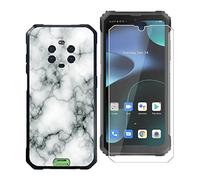 KJYF Funda para Blackview BV8800 (6.58") funda, 1 unidad de película de vidrio templado de silicona suave líquida anti arañazos TPU negro Case para Blackview BV8800 - Mármol