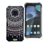 KJYF Funda para Blackview BV8800 (6.58") funda, 1 unidad de película de vidrio templado de silicona suave líquida anti arañazos TPU negro Case para Blackview BV8800 - Mandala en polvo