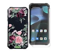 KJYF Funda para Blackview BV8800 (6.58") funda, 1 unidad de película de vidrio templado de silicona suave líquida anti arañazos TPU negro Case para Blackview BV8800 - Rosa Roja