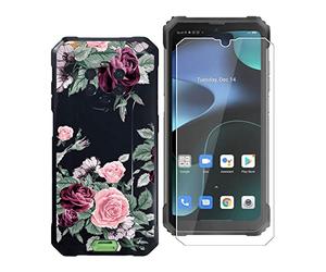 KJYF Funda para Blackview BV8800 (6.58") funda, 1 unidad de película de vidrio templado de silicona suave líquida anti arañazos TPU negro Case para Blackview BV8800 - Rosa Roja