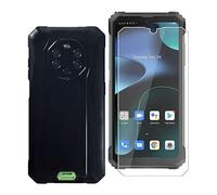 KJYF Funda para Blackview BV8800 (6.58") Funda, 1 Unidades Película De Vidrio Templado Silicona Suave Liquid Anti-arañazos TPU Negro Case para Blackview BV8800 - Negro