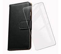 KJYF Funda para OPPO Realme 7i RMX2193 (6.5"), Silicone Case + Cristal Templado Protectores Definicion Alta Protector Pantalla, Soporte Plegable PU Cuero Flip Cover Prueba de Arañazos Caso - Black