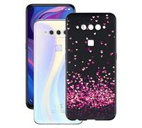 KJYF Funda para TCL Plex (6.53"), Fundas Negro Premium Anti Deslizamiento Cover Caso Suave Silicona TPU Carcasa para TCL Plex - Corazon Rojo