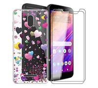 KJYF Funda transparente Bumper TPU Cover + 2 piezas Protector de pantalla para BLU View 1 (5,5 pulgadas), película de vidrio templado + carcasa de silicona para teléfono móvil - Globo romántico