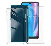 KJYF Fundas para Alcatel 1SE 2020 (6.22 Pulgadas) + Protectores de Pantalla in Cristal Templado HD, Flexible Case Caso Cover Transparente TPU Silicona - Transparente