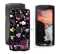 KJYF Fundas para Crosscall Core X4 (5.45") + Protectores de Pantalla in Cristal Templado HD, Flexible Case Caso Cover Negro TPU Silicona para Crosscall Core X4 - Globo romantico