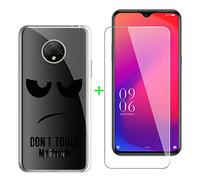 KJYF Fundas para Doogee X95 (6.52 Pulgadas) + Protectores de Pantalla in Cristal Templado HD, Flexible Case Caso Cover Transparente TPU Silicona - No me toques