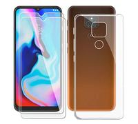 KJYF Fundas para Motorola Moto E7 Plus (6.5 Pulgadas) + 2 Piezas Protectores de Pantalla in Cristal Templado HD, Case Caso Cover Transparente TPU Silicona - Transparente