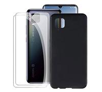 KJYF Fundas para ZTE Axon 11 4G (6.47") + 2 Piezas Protectores de Pantalla in Cristal Templado HD, Case Caso Cover Negro TPU Silicona para ZTE Axon 11 4G - Negro