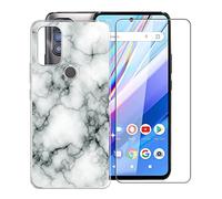 KJYF Para BLU G91 Pro Funda, 1 Piezas Cristal Templado, Transparente Anti-Arañazo Silicona TPU Carcasa y Vidrio Templado Película para BLU G91 Pro (6.7") - Canica