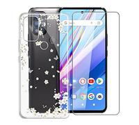 KJYF Para BLU G91 Pro Funda, 1 Piezas Cristal Templado, Transparente Anti-Arañazo Silicona TPU Carcasa y Vidrio Templado Película para BLU G91 Pro (6.7") - Flor romantica