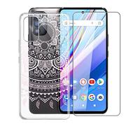 KJYF Para BLU G91 Pro Funda, 1 Piezas Cristal Templado, Transparente Anti-Arañazo Silicona TPU Carcasa y Vidrio Templado Película para BLU G91 Pro (6.7") - Mandala en Polvo