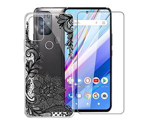 KJYF Para BLU G91 Pro Funda, 1 Piezas Cristal Templado, Transparente Anti-Arañazo Silicona TPU Carcasa y Vidrio Templado Película para BLU G91 Pro (6.7") - WM108