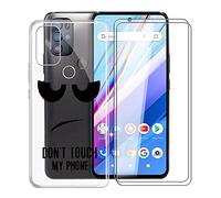 KJYF Para BLU G91 Pro Funda, 2 Piezas Cristal Templado, Transparente Anti-Arañazo Silicona TPU Carcasa y Vidrio Templado Película para BLU G91 Pro (6.7") - DU05