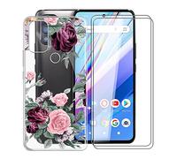 KJYF Para BLU G91 Pro Funda, 2 Piezas Cristal Templado, Transparente Anti-Arañazo Silicona TPU Carcasa y Vidrio Templado Película para BLU G91 Pro (6.7") - YQ12