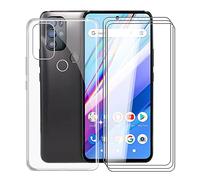 KJYF Para BLU G91 Pro Funda, 3 Piezas Cristal Templado, Transparente Anti-Arañazo Silicona TPU Carcasa y Vidrio Templado Película para BLU G91 Pro (6.7") - YQ29