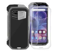 KJYF para Doogee S100 Pro Funda + 2 Piezas Cristal Templado, Matte Protección Carcasa Negro Suave Silicona TPU Case Caso + Protector Pantalla para Doogee S100 Pro (6.58") - [2 Paquetes]