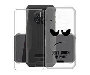 KJYF Para Doogee V10 5G Funda, 1 Piezas Cristal Templado, Transparente Anti-Arañazo Silicona TPU Carcasa y Vidrio Templado Película para Doogee V10 5G (6,39") - No me toques