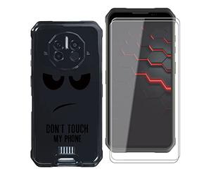KJYF para Doogee V10 5G Funda + 2 Piezas Cristal Templado, Negro Suave Silicona Cover TPU Carcasa Case Vidrio Templado Protector para Doogee V10 5G (6,39") - No toques