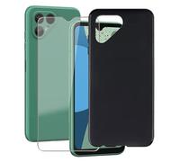 KJYF para Fairphone 4 Funda + Cristal Templado, Matte Protección Carcasa Negro Suave Silicona TPU Case Caso + Protector Pantalla para Fairphone 4 (6.3") - Minimalista