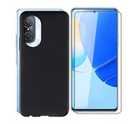 KJYF para Huawei Nova 9 SE Funda + Cristal Templado, Negro Suave Silicona Cover TPU Carcasa Case Vidrio Templado Protector para Huawei Nova 9 SE (6.78") - Negro
