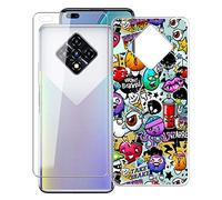 KJYF para Infinix Zero 8 Funda + Vidrio Templado Película, Transparente Case Anti-Arañazos Silicona TPU Caso Cover y Cristal Templado para Infinix Zero 8 (6.85") - XS40