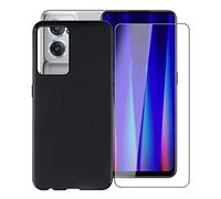 KJYF para OnePlus Nord CE 2 5G Funda + Cristal Templado, Negro Suave Silicona Cover TPU Carcasa Case Vidrio Templado Protector para OnePlus Nord CE 2 5G (6.43") - Negro