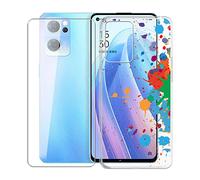 KJYF Para OPPO Reno7 CPH2371 Funda, 1 Piezas Cristal Templado, Transparente Anti-Arañazo Silicona TPU Carcasa y Vidrio Templado Película para OPPO Reno7 CPH2371 (6.43") - WMA13