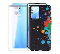 KJYF para OPPO Reno7 CPH2371 Funda + 2 Piezas Cristal Templado, Case Caso Negro Suave Silicona Cover TPU Carcasa Vidrio Templado Protector para OPPO Reno7 CPH2371 (6.43") - WMA13