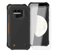 KJYF para Oukitel WP23 Funda + 2 Piezas Cristal Templado, Matte Protección Carcasa Negro Suave Silicona TPU Case Caso + Protector Pantalla para Oukitel WP23 (6.52") - Minimalista