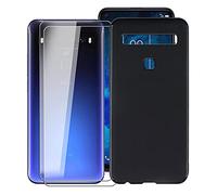 KJYF para TCL 10 5G Funda + 2 Piezas Cristal Templado, Case Caso Negro Suave Silicona Cover TPU Carcasa Vidrio Templado Protector para TCL 10 5G (6.53") - Negro