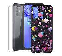 KJYF para TCL 30 SE Funda + Cristal Templado, Case Caso Negro Suave Silicona Cover TPU Carcasa Vidrio Templado Protector para TCL 30 SE (6.52") - Globo romantico