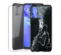 KJYF para TCL 30 SE Funda + Cristal Templado, Case Caso Negro Suave Silicona Cover TPU Carcasa Vidrio Templado Protector para TCL 30 SE (6.52") - WMA28