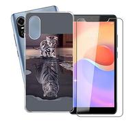 KJYF para ZTE Blade A31 Plus Funda + Vidrio Templado Película, Transparente Case Anti-Arañazos Silicona TPU Caso Cover y Cristal Templado para ZTE Blade A31 Plus (6.00") - WMA8