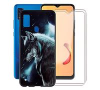 KJYF para ZTE Blade A51 Funda + 2 Piezas Cristal Templado, Case Caso Negro Suave Silicona Cover TPU Carcasa Vidrio Templado Protector para ZTE Blade A51 (6.52") - WMA16