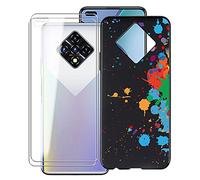 KJYF WMA13 - Funda protectora negra de TPU + 2 protectores de pantalla de cristal templado para Infinix Zero 8 (6,85 pulgadas), lámina de vidrio blindado + carcasa de silicona